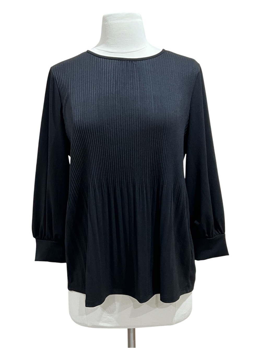 Adrianna Papell Black Accordion Pleated Trapeze Swing Top Size Small